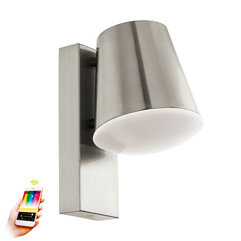 Eglo 97484 Уличный cветодиодный светильник наcтенный СALDIERO-C умный свет, 9W(E27), L140, H240, A190, нержавеющая сталь