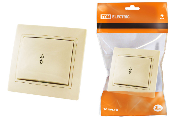 TDM Выключатель на 2 направления 1 кл. 10А сл. кость "Таймыр" SQ1814-0107