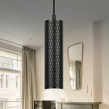 ЭРА Светильник подвесной (подвес) ЭРА PL20 BK MR16 GU10 потолочный цилиндр черный