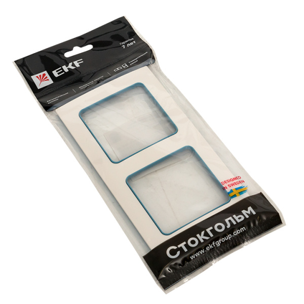 Купить EKF PROxima Стокгольм Белый Линия синяя Рамка 2-ая