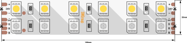 SWG Лента светодиодная стандарт 5050, 120 LED/м, 28,8 Вт/м, 24В , IP20, Цвет: RGB + холодный белый SWG5120-24-28.8-RGBW