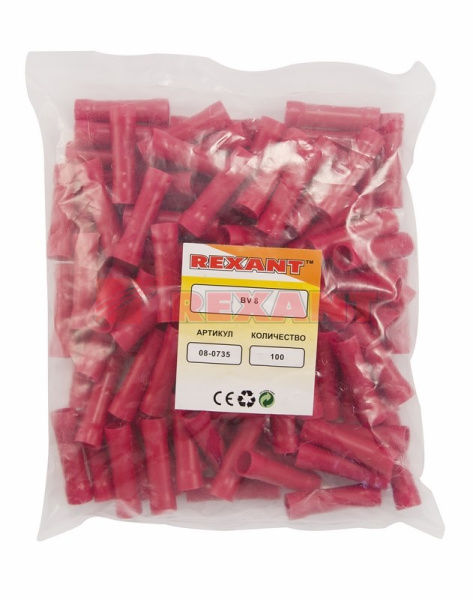 Купить СОЕДИНИТЕЛЬНАЯ ГИЛЬЗА изолированная L-21мм 6-10мм² (ГСИ 10 / ГСИ 6,0-10,0) красный Rexant 08-0735