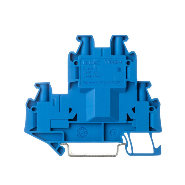 Купить DKC Nuputuk Клемма двухуровневая, винтовой зажим, 4 точки подключения, 4 кв.мм, синяя