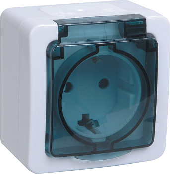 IEK GERMES PLUS РСб20-3-ГПБд Розетка 1м с з/к о/у IP54 (цвет крышки: дымчатый)