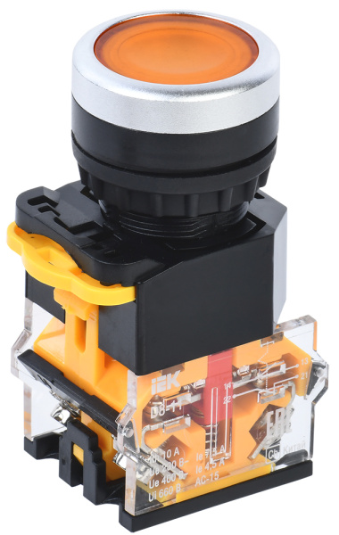 IEK Кнопка D8-11 d=22мм 1з+1р желтая