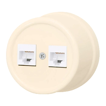 BIRONI Лизетта Пластик Песочное золото Розетка 1-ая RJ45 B1-302-24