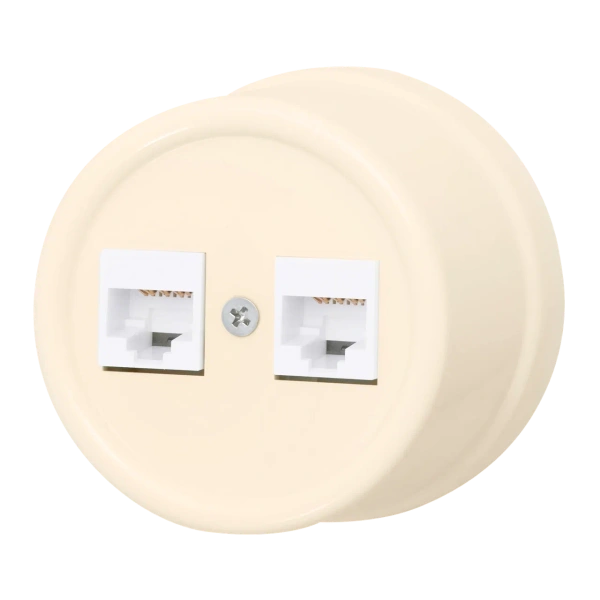 BIRONI Лизетта Пластик Песочное золото Розетка 1-ая RJ45 B1-302-24