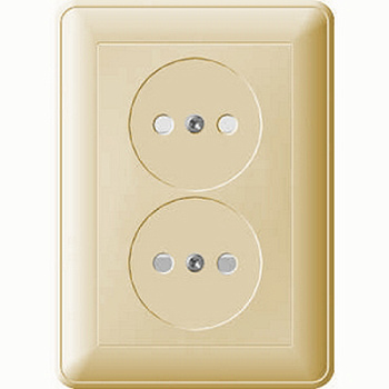 Systeme Electric Wessen 59 Беж Розетка 2-ая б/з со шторками, (в сборе, с рамкой)