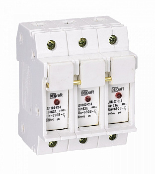 Dekraft Держатель предохр. типа C14 со светодиодной индикаторной лампой ДП102-С14-3P