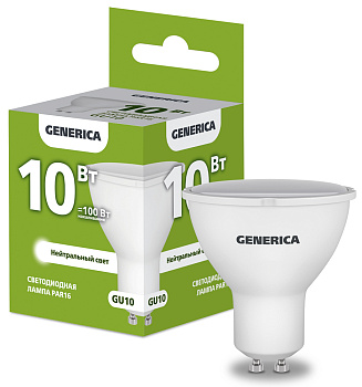 IEK GENERICA Лампа LED PAR16 софит 10Вт 230В 4000К GU10 LL-PAR16-10-230-40-GU10-G