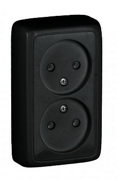 HEGEL Черный РА16-143-08 Розетка открытой установки, двухместная, с изолирующей пластиной