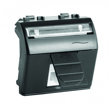 DKC Телефонная розетка RJ12, 6P6C, Brava, черная, 2мод