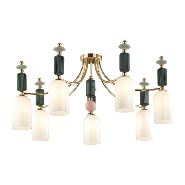 Купить Odeon Light 4861/7C CLASSIC ODL_EX21 золото/раноцветн./керамика/стекло Люстра потолочная E14 7*40W CANDY