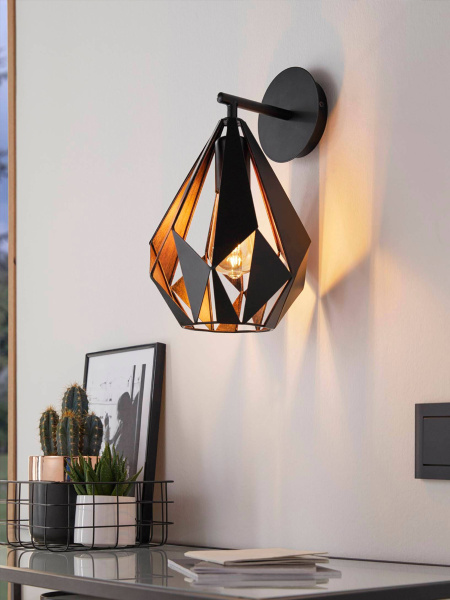 Eglo 49992 Бра CARLTON 1, 1х60W(E27), L205, H330, A220, cталь, черный, медный Купить Eglo 49992 Бра CARLTON 1, 1х60W(E27), L205, H330, A220, cталь, черный, медный