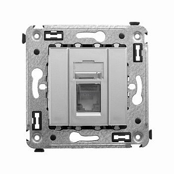 DKC Компьютерная розетка RJ-45 в стену, кат.6А одинарная, "Avanti", "Закаленная сталь"