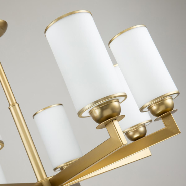 Купить Favourite 2621-8P подвесная люстра Каркас цвета латунь, плафоны из белого матового стекла