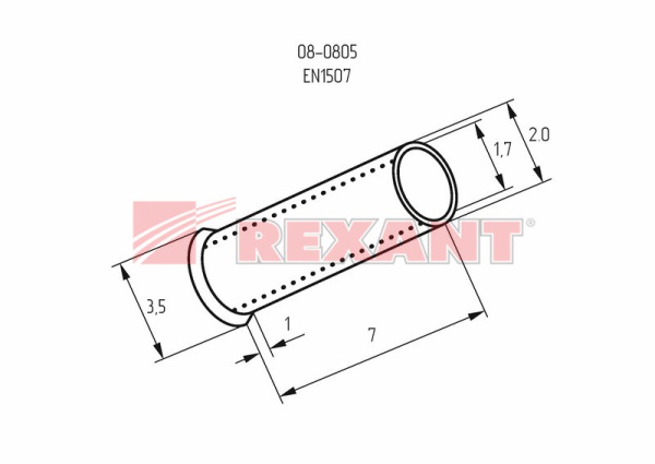 Купить Наконечник штыревой втулочный L-7мм 1.5мм² (НШВ 1.5-8 / НГ 1.5-7) Rexant 08-0805