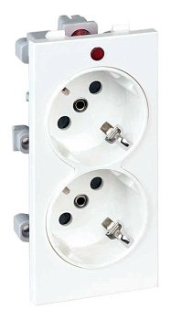 Simon Connect Белая Розетка с заземлением 2x2P+E, сдвоенная, S-модуль, с индикат.налич.напряжения,16А, 250В S1-9