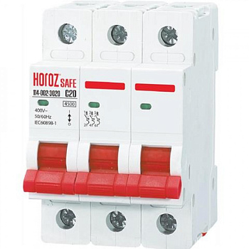Horoz Electric 114-002-3020 3P 20A C 4.5kA 400V Миниатюрный Автоматический Выключатель SAFE (MCB 3P C20) HRZ00002640
