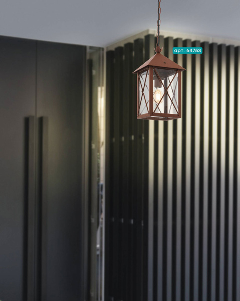 Купить Eglo 64753 Уличный подвес GAUDESI, 1X60W(E27), сталь оцинкованный, коричн антик/ стекло, прозрачный