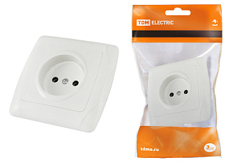 TDM Розетка 2П 10А 250В белая "Онега" SQ1805-0015