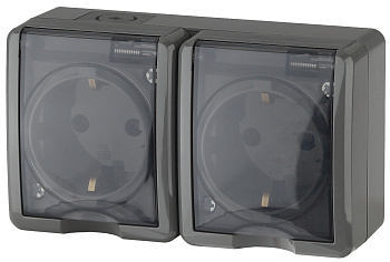 ЭРА 11-2404-03 Эксперт Серый Розетка 2-ая с/з со шт ОУ IP54