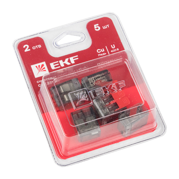 EKF PROxima Клемма СМК 221-412 2 отверстия 0.2-4.0 мм2 блистер (5шт.)