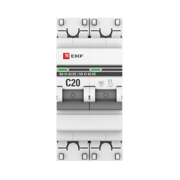 Купить EKF PROxima Автоматический выключатель 2P 20А (C) 6кА ВА 47-63 DC mcb4763-DC-2-20C-pro