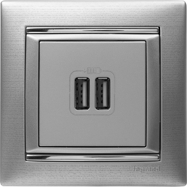 Купить Legrand Valena Алюминий Розетка 2-ая USB 770270
