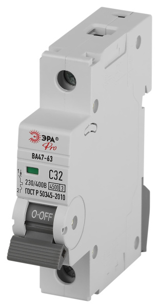 Автоматический выключатель ЭРА PRO VA63-1P32C4.5 ВА47-63 1P 32А кривая C 4,5кА