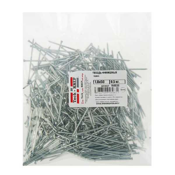 Tech-Krep Гвоздь финишный оцинк. 1,8х50 (0,5 кг) - пакет 104838