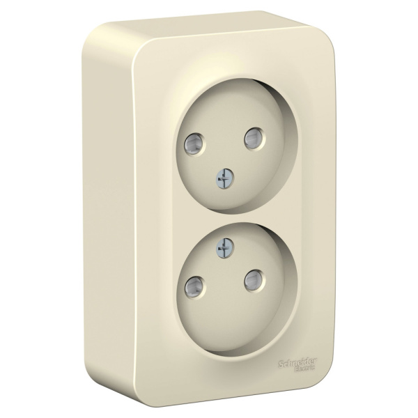 Systeme Electric Blanca наруж Молочная Розетка 2-ая б/з со шторками 16А, 250В, изолир. пластина