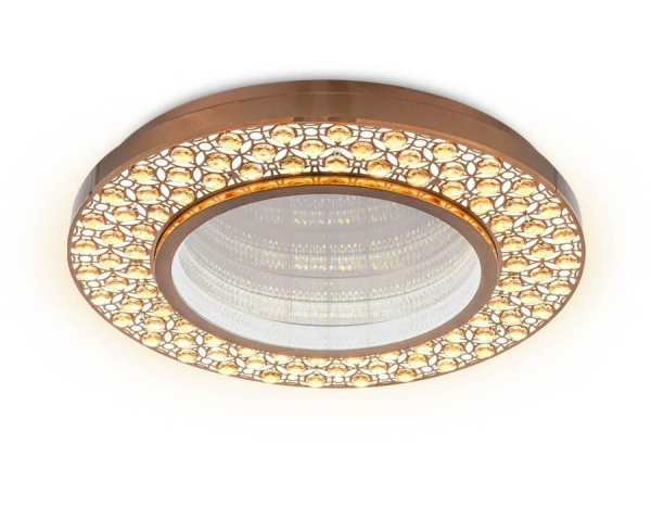 Купить Ambrella Потолочный светодиодный светильник с пультом FA9449 CF/TI кофе/янтарь 132W D600*85 (ПДУ РАДИО 2.4)