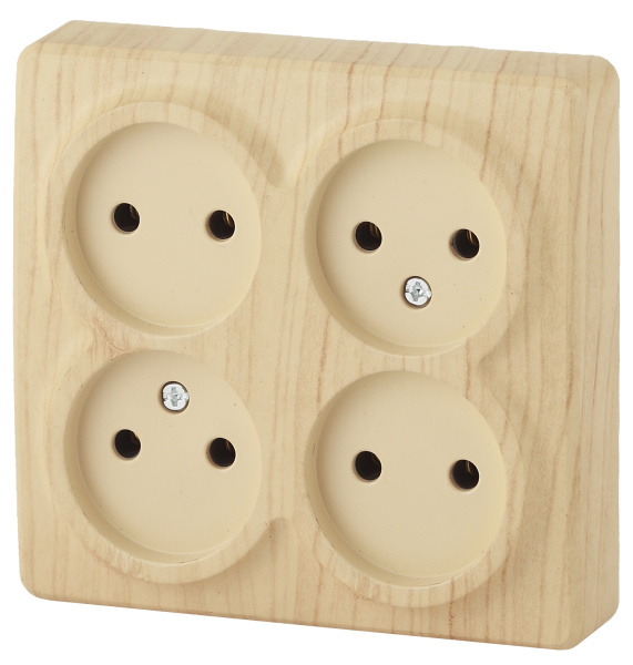 ЭРА 11-2210-11 Эксперт Сосна Розетка 4-ая б/з со шт ОУ