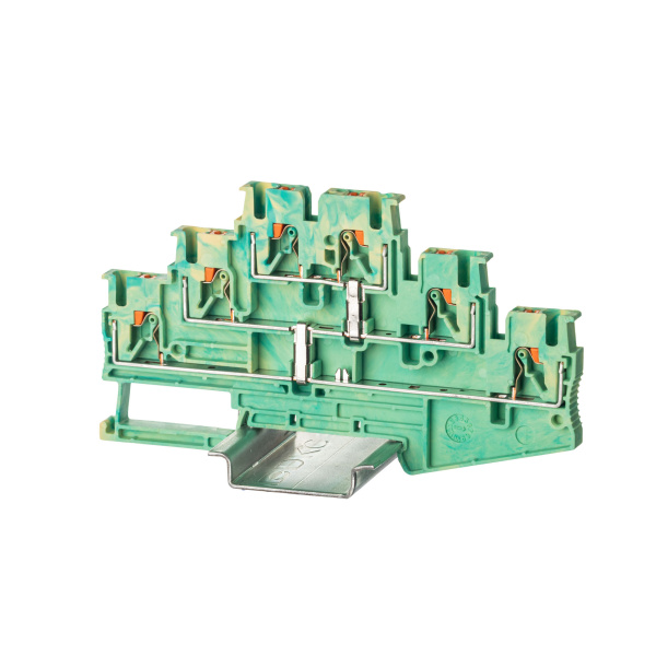 DKC Nuputuk Клемма заземления трехуровневая, зажим push-in, 6 точек подключения, 2.5 кв.мм