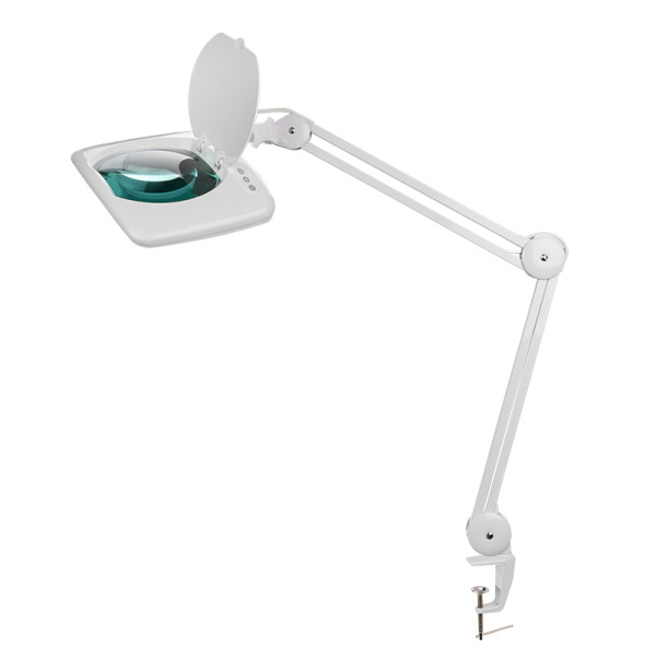 Лупа на струбцине квадратная 5D с подсветкой 108LED, белая Rexant 31-0513