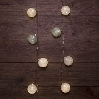 NEON-NIGHT Тайские фонарики «Вельвет» 3,5 м, прозрачный ПВХ, 20 LED, теплый белый, питание 2 х АА (батарейки не в комплекте) 303-087