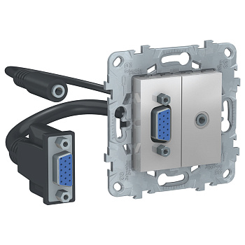 SE Unica New Алюминий Розетка HD15+Minijack NU593230