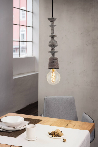 Купить Eglo Подвес AVOLTRI, 1x60W (E27), Ø70, H1100, дерево, патина, черный 49375