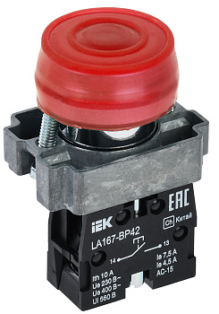 IEK Кнопка LA167-BP42 d=22мм 1р красная