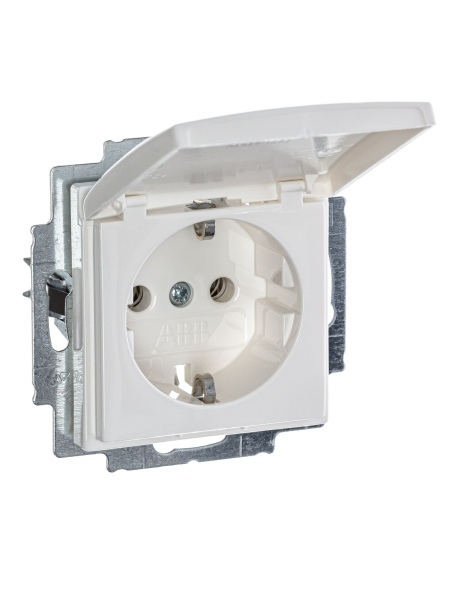 Купить ABB BJB Basic 55 Бел Розетка с/з с крышкой 2CKA002018A0350