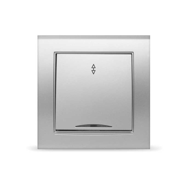 UNIVersal "Бриллиант" Выключатель Серебро 1 кл. проходной с подсветкой 7949636