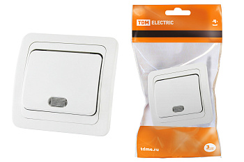 TDM Выключатель 1-кл. с подсветкой 10А белый "Валдай" SQ1804-0004