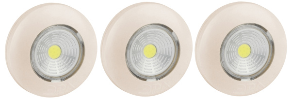 ЭРА SB-505 Фонарь NEW пушлайт "Аврора" [COB, 3xAAA, слон. кость, 3шт в кор] Б0031044