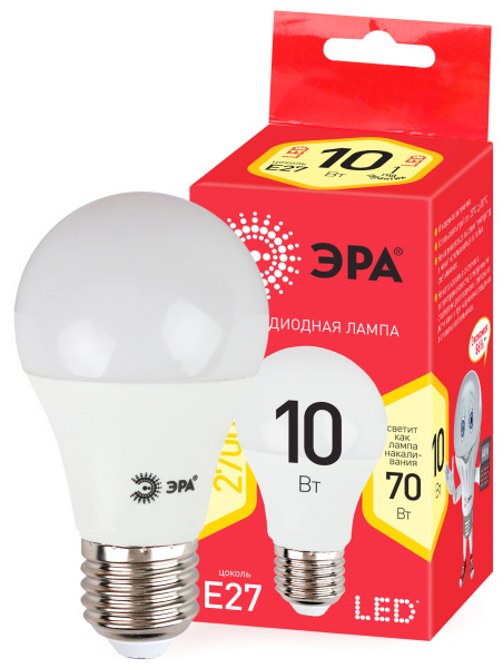 ЭРА ECO LED A60-10W-827-E27 (диод, груша, 10Вт, тепл, E27)