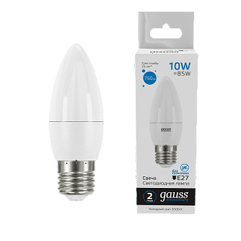 Gauss Лампа Elementary Свеча 10W 750lm 6500K E27 LED 30230