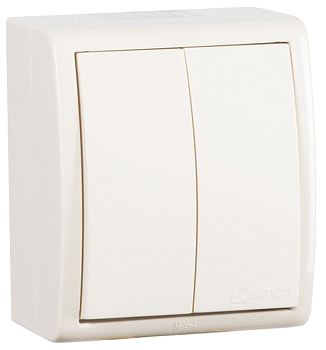 Simon 15 Aqua Бежевый Выключатель 2-клавишный наружный, IP54 1594398-031