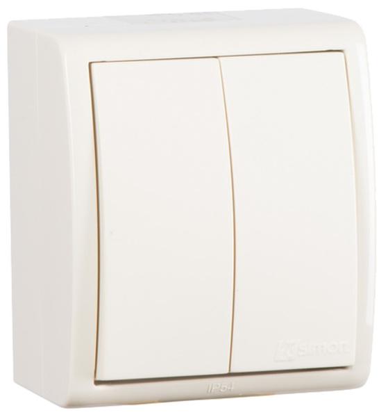 Simon 15 Aqua Бежевый Выключатель 2-клавишный наружный, IP54 1594398-031