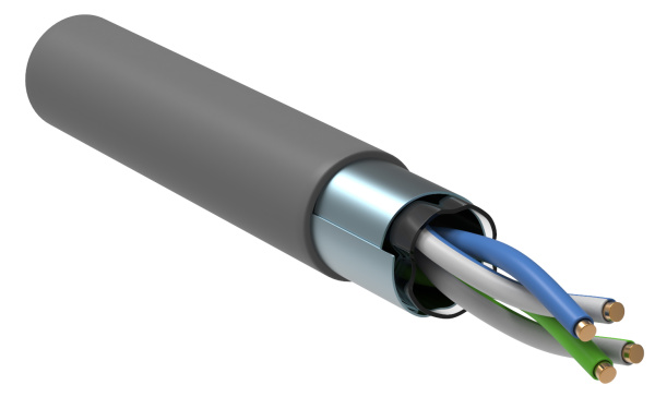 IEK ITK Кабель связи витая пара F/UTP, кат.5E 2х2х24AWG solid, PVC, 500м, серый LC1-C5E02-311