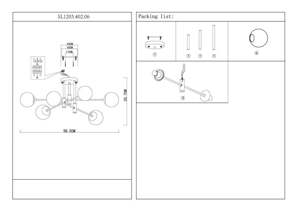 Купить ST Luce SL1203.402.06 Люстра потолочная Бронза,Черный/Белый E27 6*40W